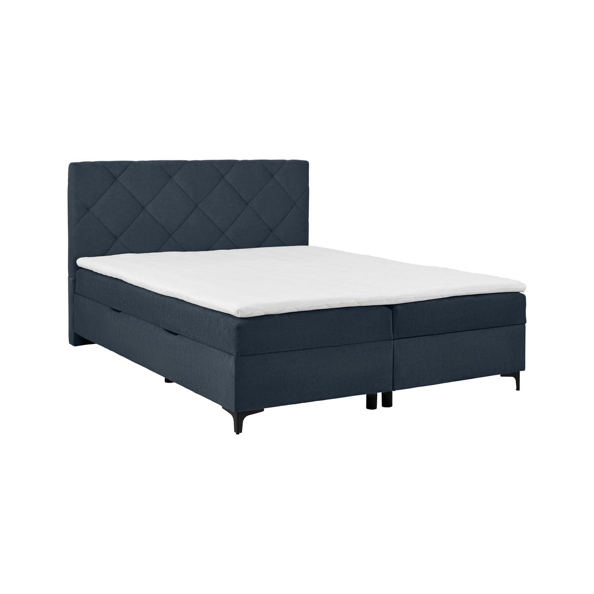 Boxbett Wind Dunkelblau ca. 160x200cm - Schwarz/Dunkelblau, KONVENTIONELL, Textil/Metall (160/200cm) - Mömax