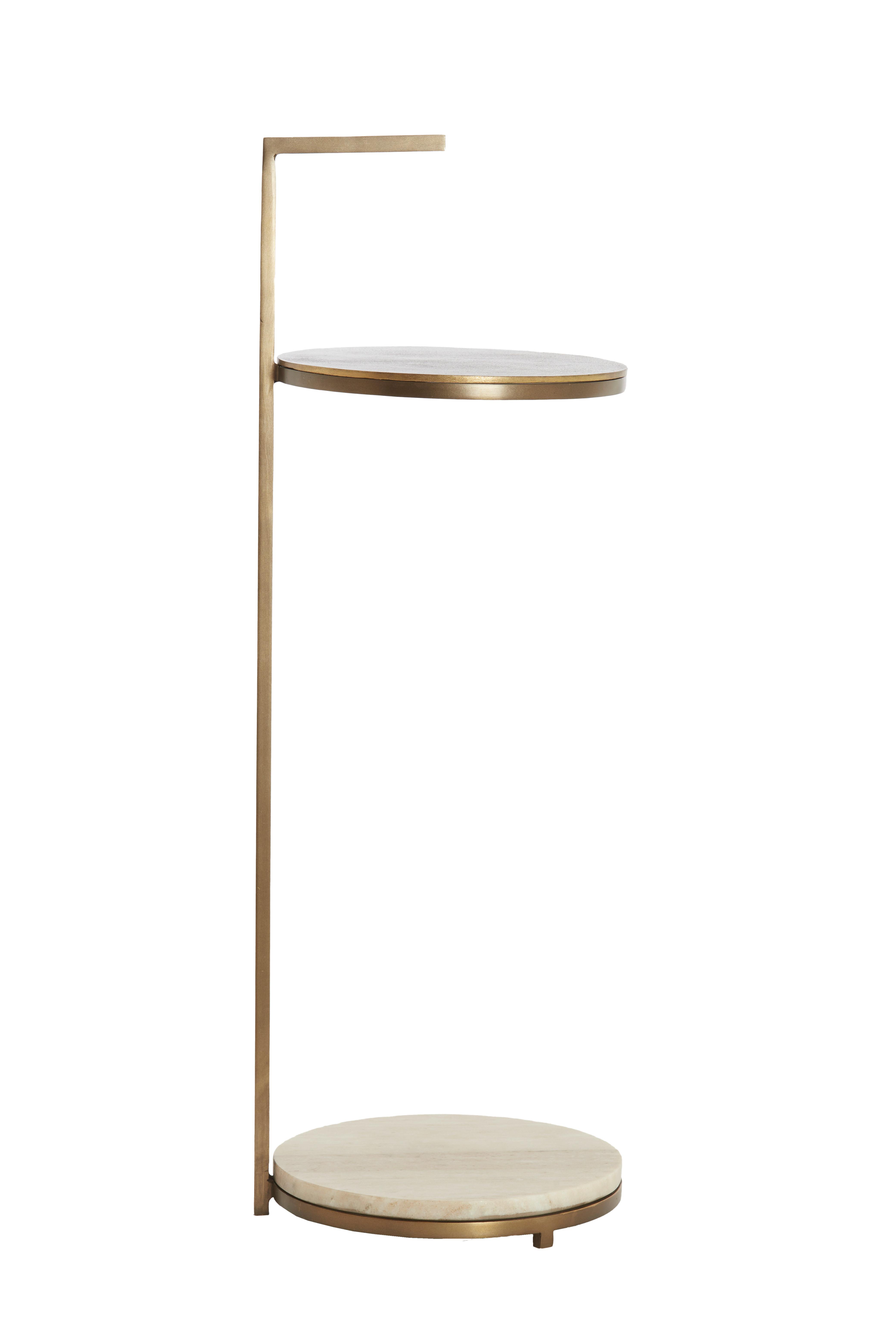 STOLIK BOCZNY 8057782_LEDA - kolor brązu/kolor piaskowy, Trend, kamień/metal (26/26/76cm) - Light & Living