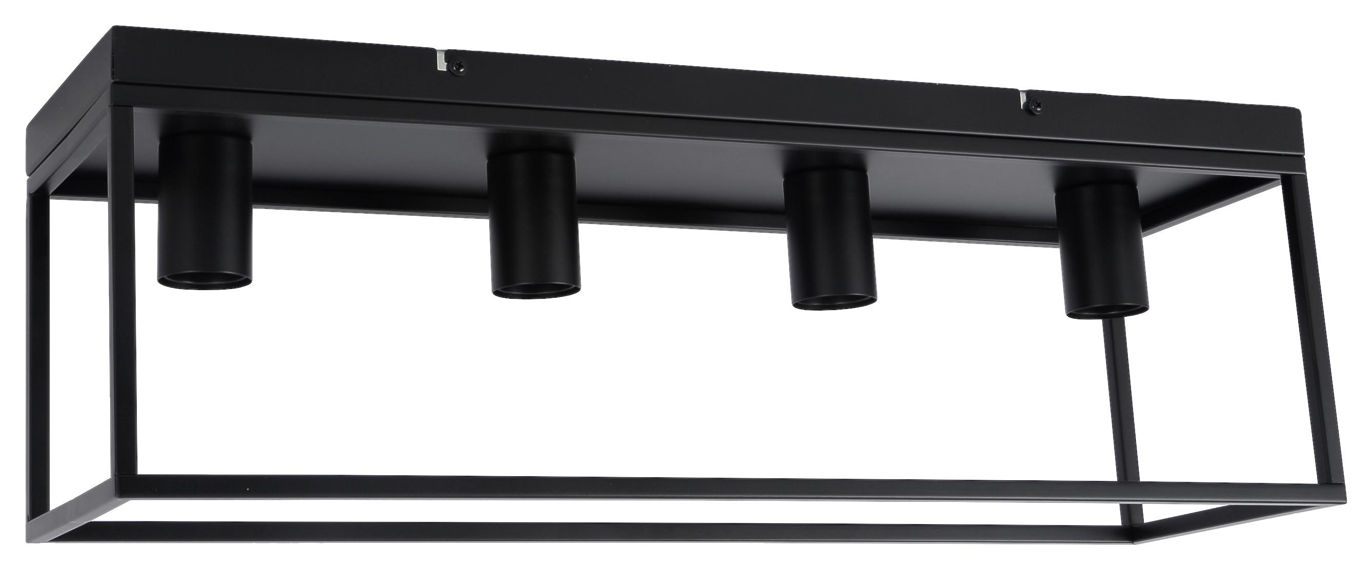 Deckenleuchte Qaudri max. 40 Watt - Schwarz, KONVENTIONELL, Metall (61/18/20cm) - Modern Living