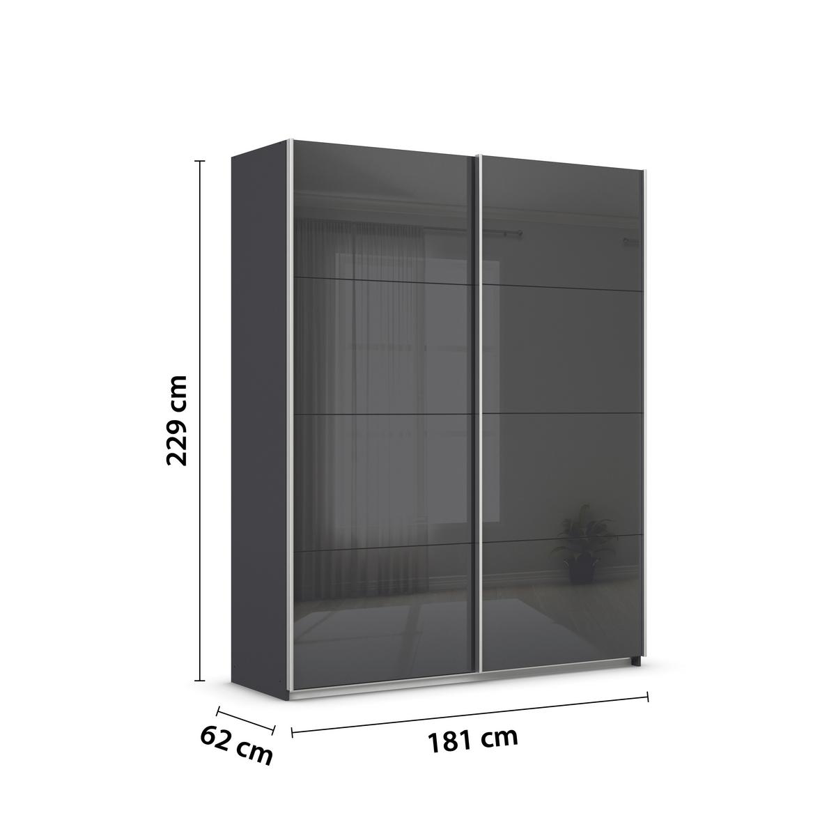 DULAP USI CULISANTE FELDKIRCH - antracit/antracit lucios intens, Modern, sticlă/material pe bază de lemn (181/229/62cm)