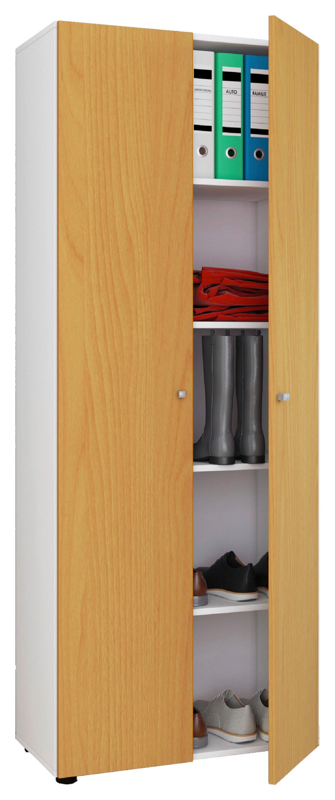 Mehrzweckschrank Vandol I 5 Dt - Weiss/Buchefarben, Design, Holzwerkstoff/Kunststoff (70/178/39cm) - MID.YOU