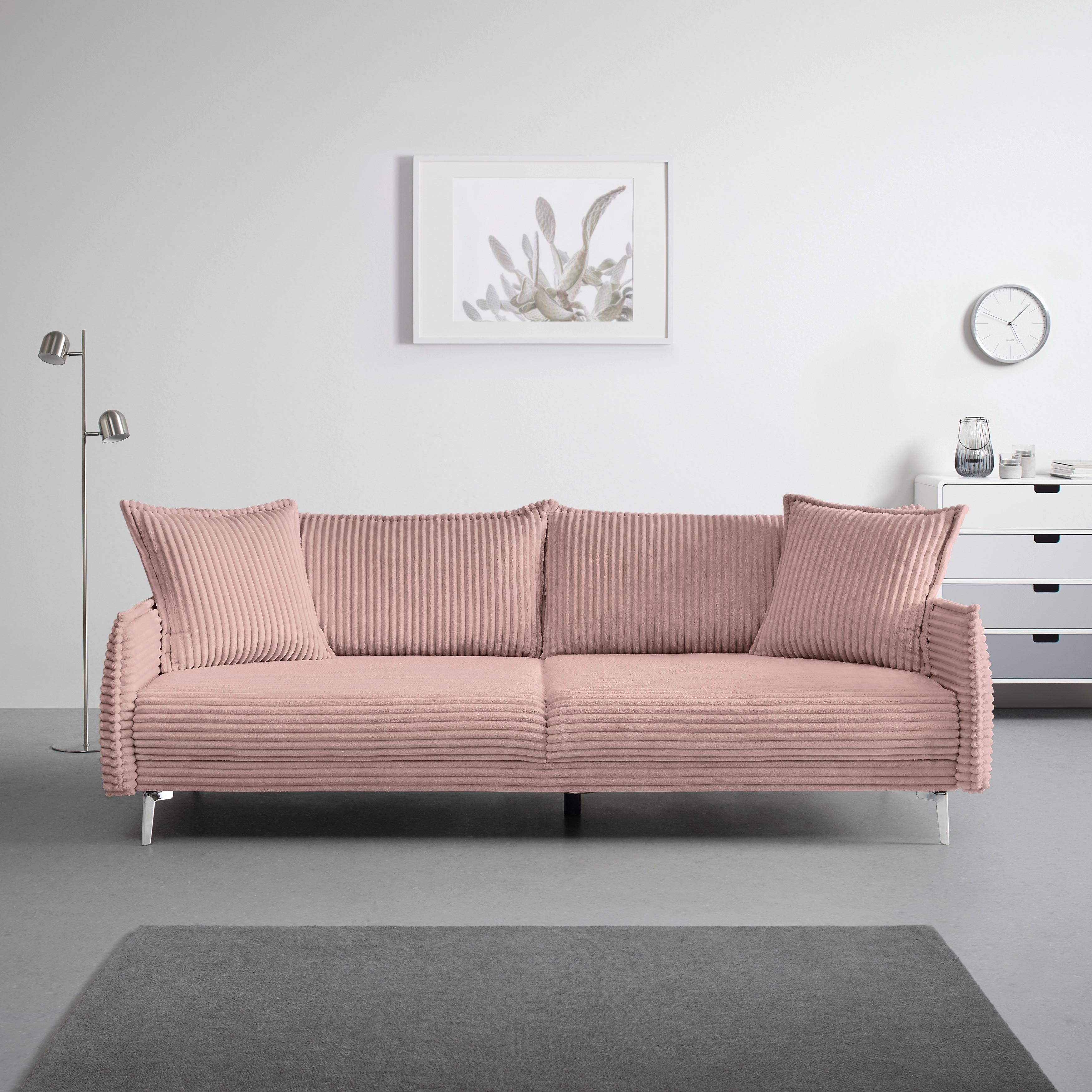 Mega Sofa Kiss - boje kroma/prljavo ružičasta, Moderno, drvo/metal (241/90/117cm) - Mömax