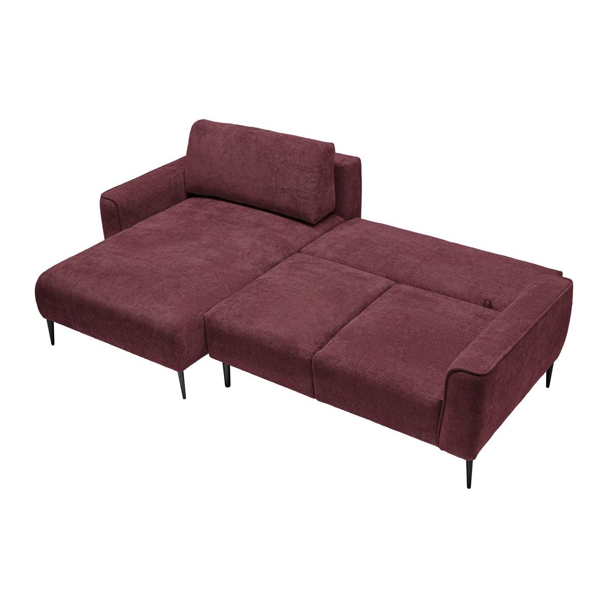 Ecksofa Custom Bordeaux - Bordeaux/Schwarz, MODERN, Textil/Metall (164/85/255cm) - Mömax