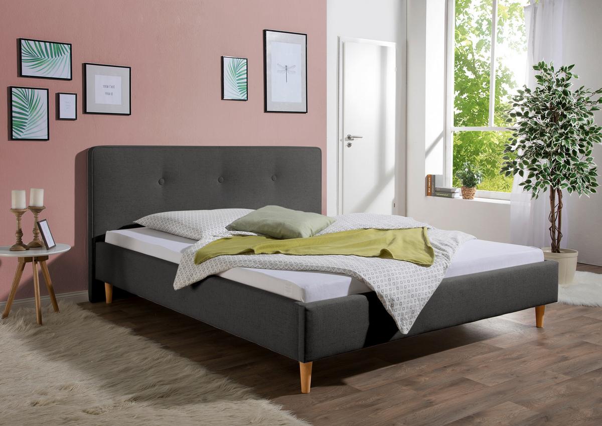 Polsterbett Slade Anthrazit ca. 200x200 cm - Anthrazit/Naturfarben, MODERN, Holz/Textil (200/200cm) - Livetastic