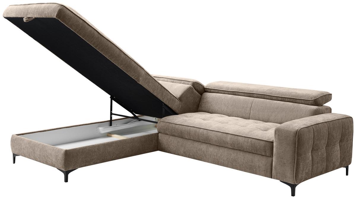 Kutna Garnitura Talia - smeđa/crna, Basics, tekstil/metal (203/70-90/251cm) - Modern Living