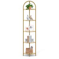 Eckregal Goldfarben ca. 28x158x28 cm - Goldfarben, Trend, Glas/Metall (28/158/28cm) - MID.YOU