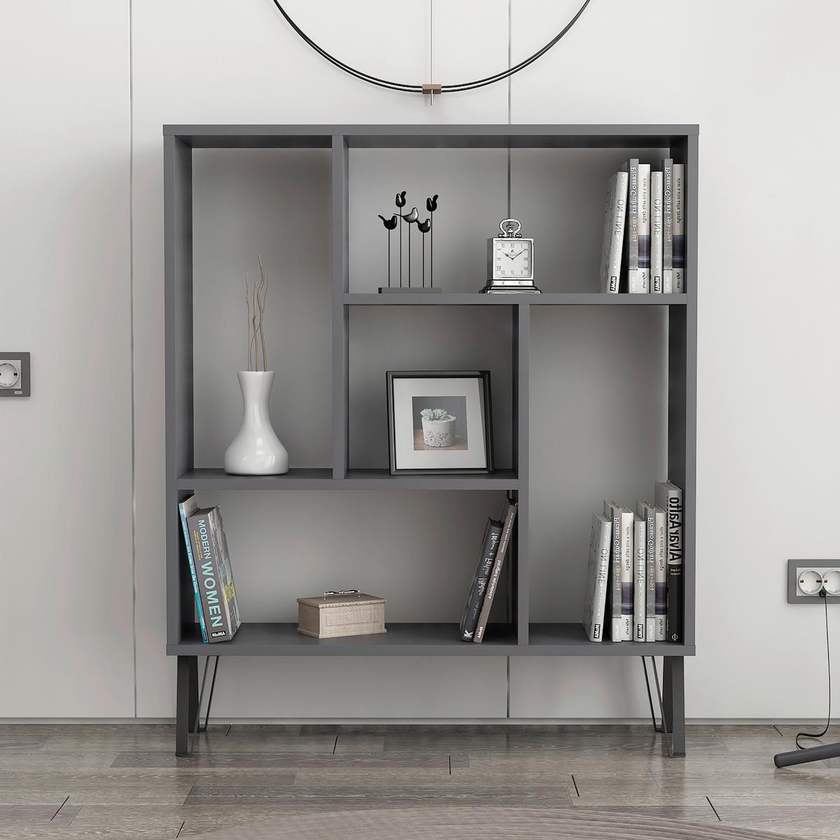 Regal "Arven", Anthrazit - Anthrazit, Design, Holzwerkstoff (90/107,8/25cm) - Livetastic