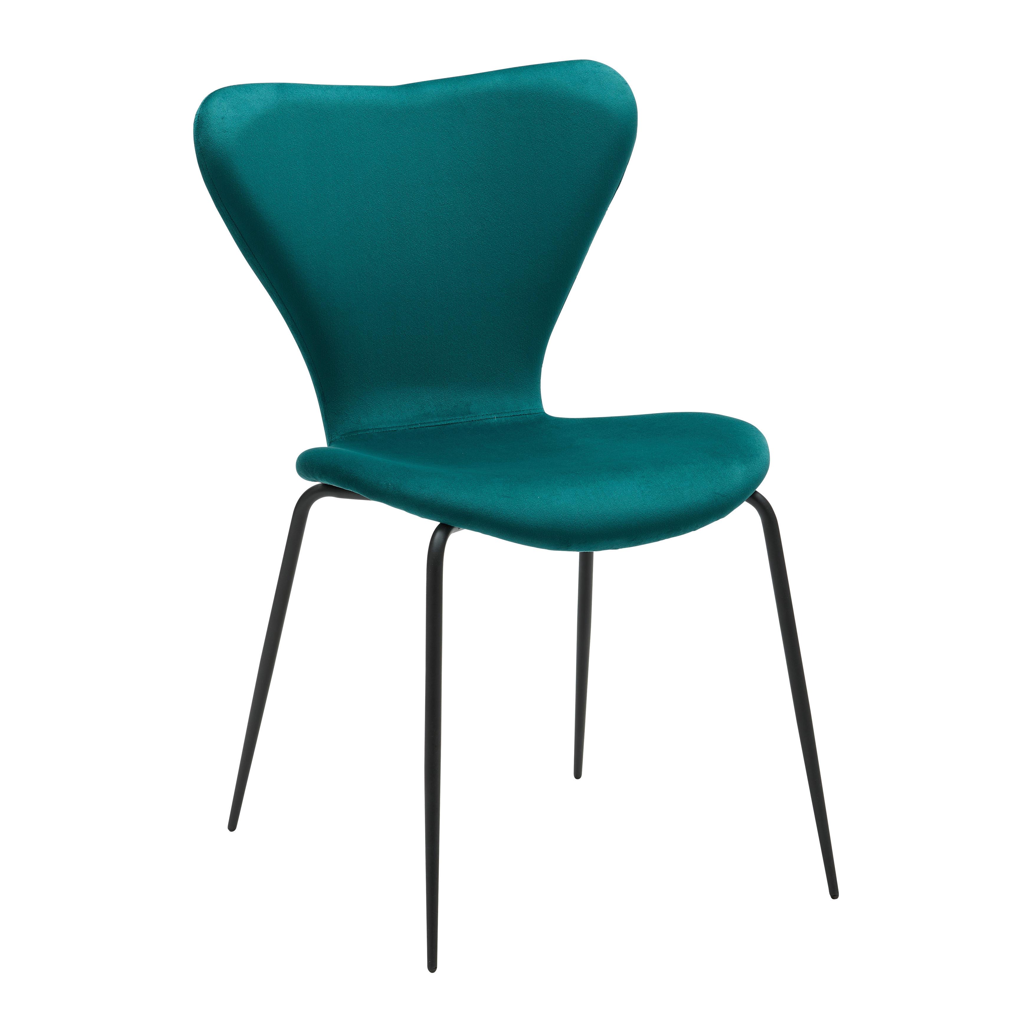 Stuhl Alicia Petrol Samt Gepolstert - Petrol/Schwarz, MODERN, Holz/Textil (53/82,5/53cm) - Bessagi Home