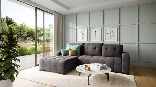 Wohnlandschaft Vicari Anthrazit Mikrofaser - Anthrazit/Schwarz, MODERN, Textil/Metall (292/185cm) - Livetastic