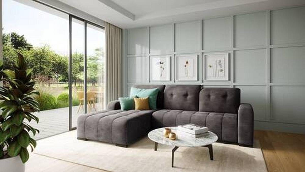 Wohnlandschaft Vicari Anthrazit Mikrofaser - Anthrazit/Schwarz, MODERN, Textil/Metall (292/185cm) - Livetastic