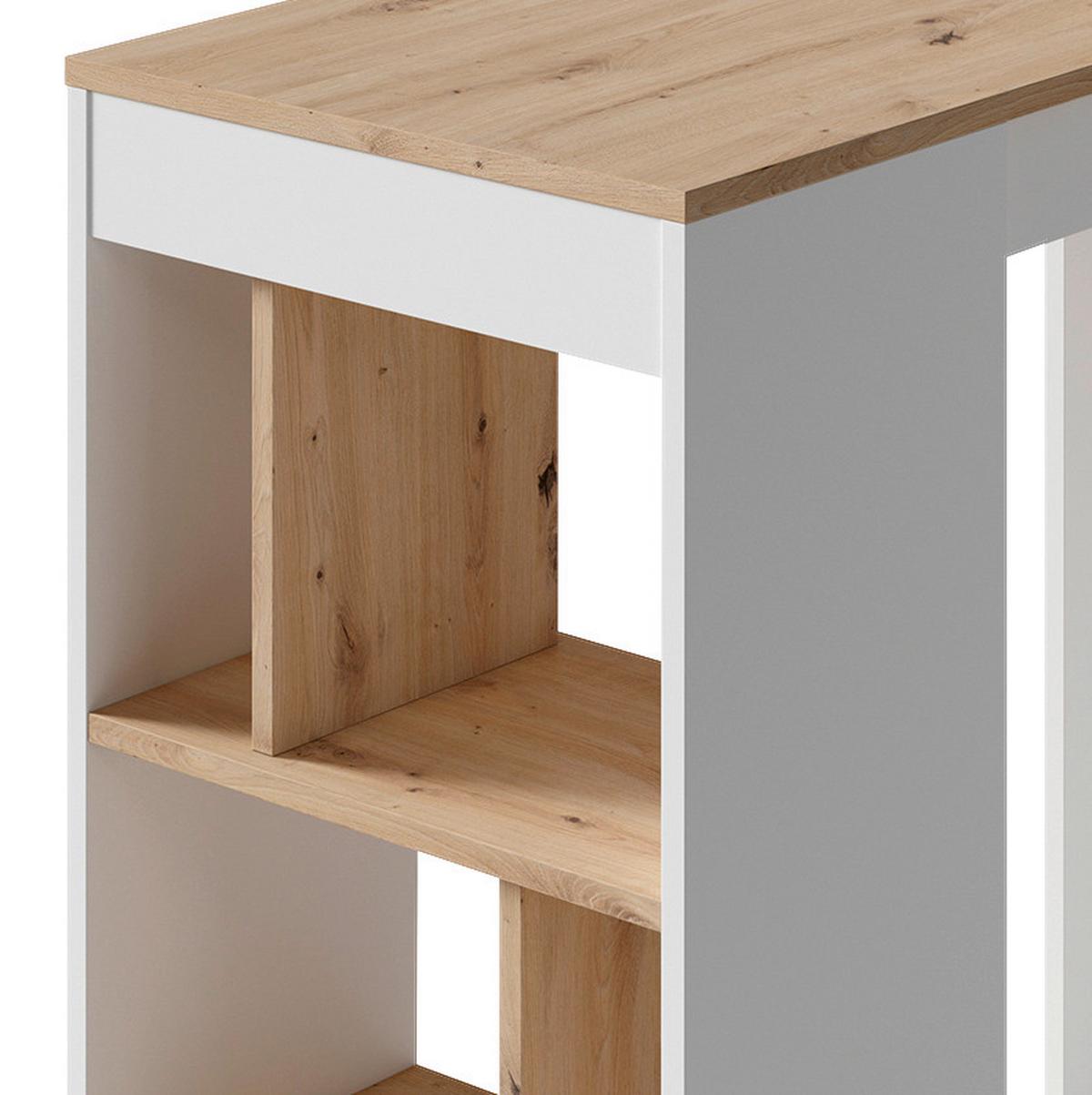 Bartisch Moby Weiß/Eiche ca. 110x50x104 cm - Weiß/Eiche Artisan, MODERN, Holzwerkstoff (110/50/104cm) - MID.YOU