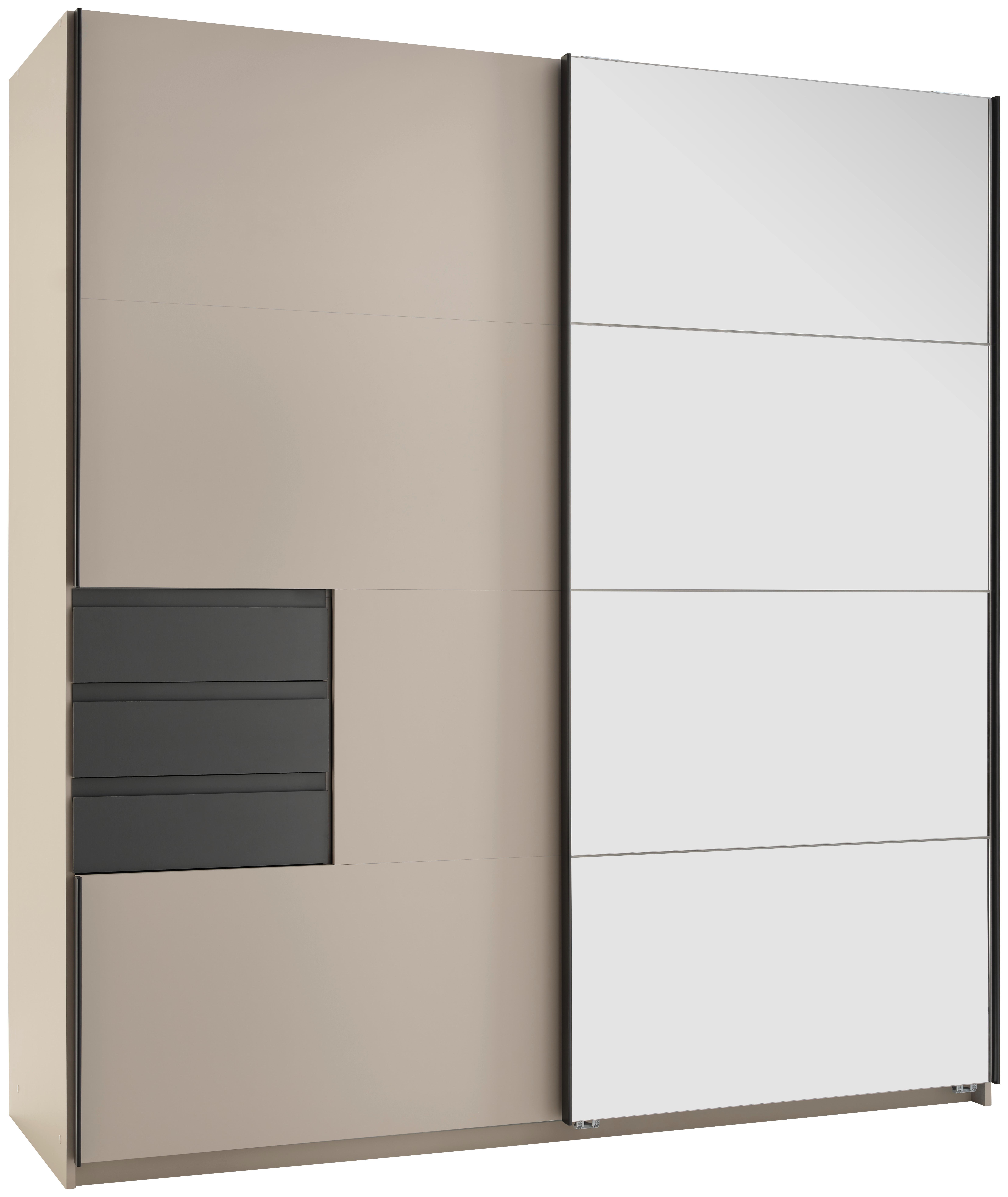 DULAP USI CULISANTE OSNABRÜCK - sahara/grafit, Trend, sticlă/material pe bază de lemn (180/198/65cm)