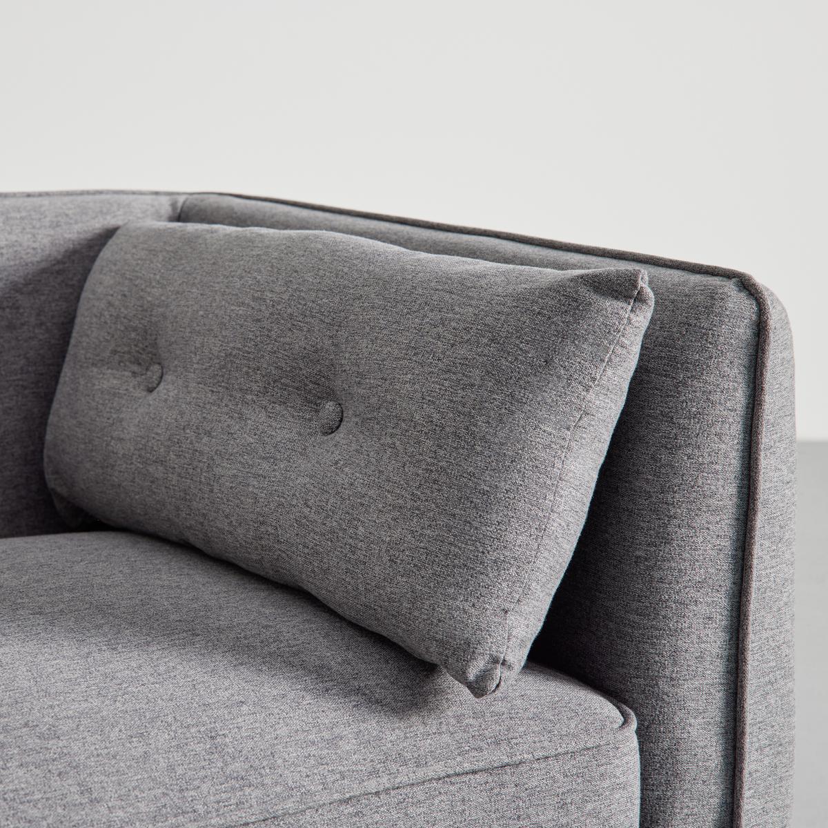 Modulsofa Fanny Dunkelgrau Leinenoptik mit Hocker - Dunkelgrau/Naturfarben, MODERN, Holz/Textil (154/55/73cm) - Bessagi Home