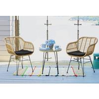 Gartenset 3-tlg. Naturfarben/Schwarz - Klar/Schwarz, Design, Glas/Kunststoff - Gardenson