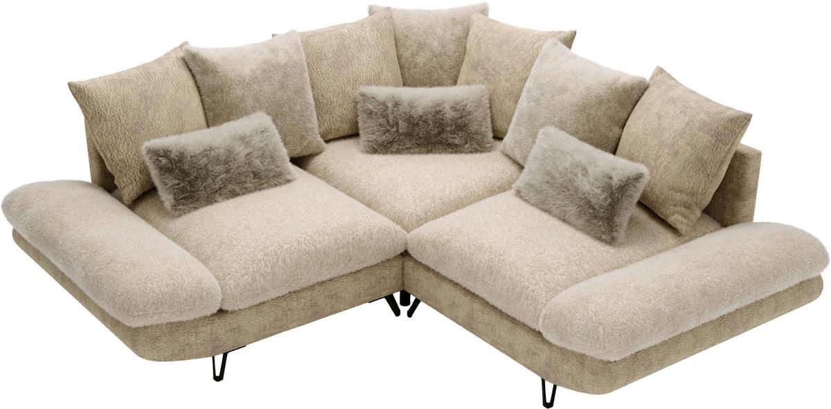 Wohnlandschaft Bormio Beige - Beige/Schwarz, MODERN, Textil/Metall (276/276cm) - Premium Living