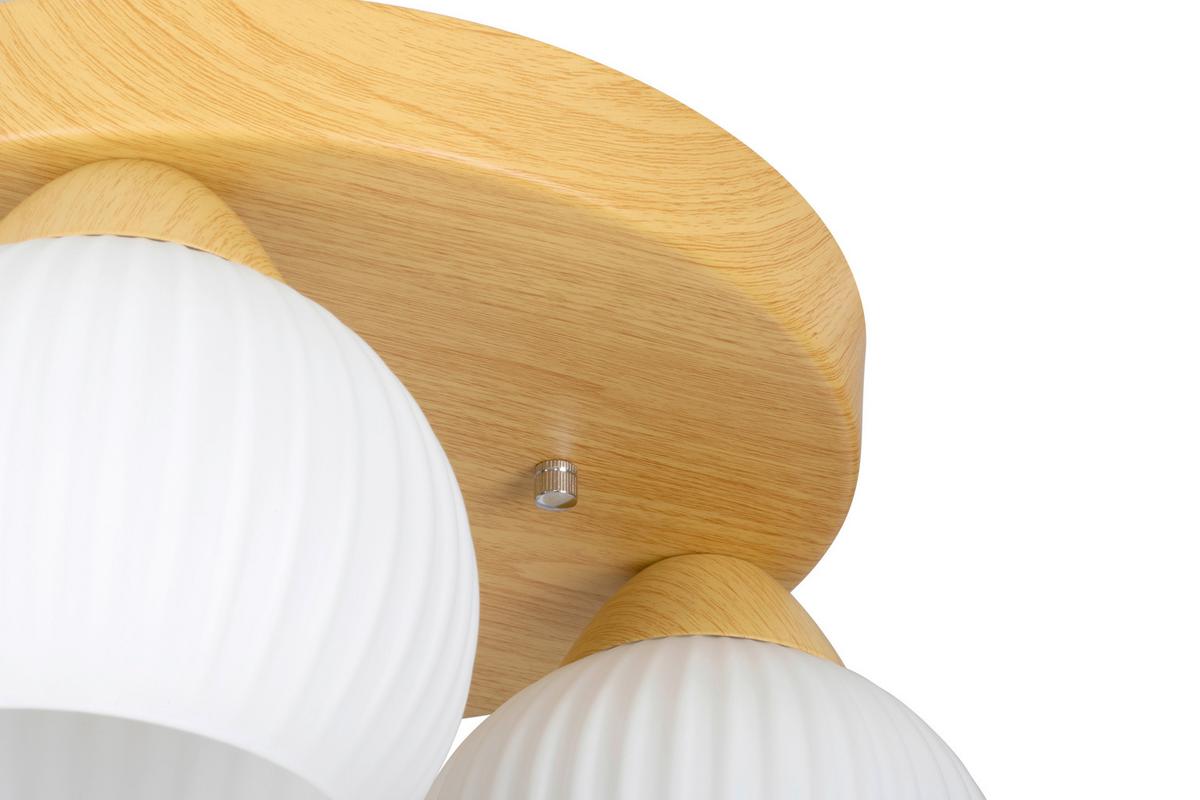 LAMPA SUFITOWA LUZERN - kolor dębowy/biały, Trend, metal/szkło (40/18cm) - Novel