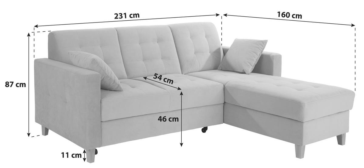 Kutna Garnitura Bergen - siva/prirodne boje, Design, tekstil/drvo (160/231cm) - Luca Bessoni