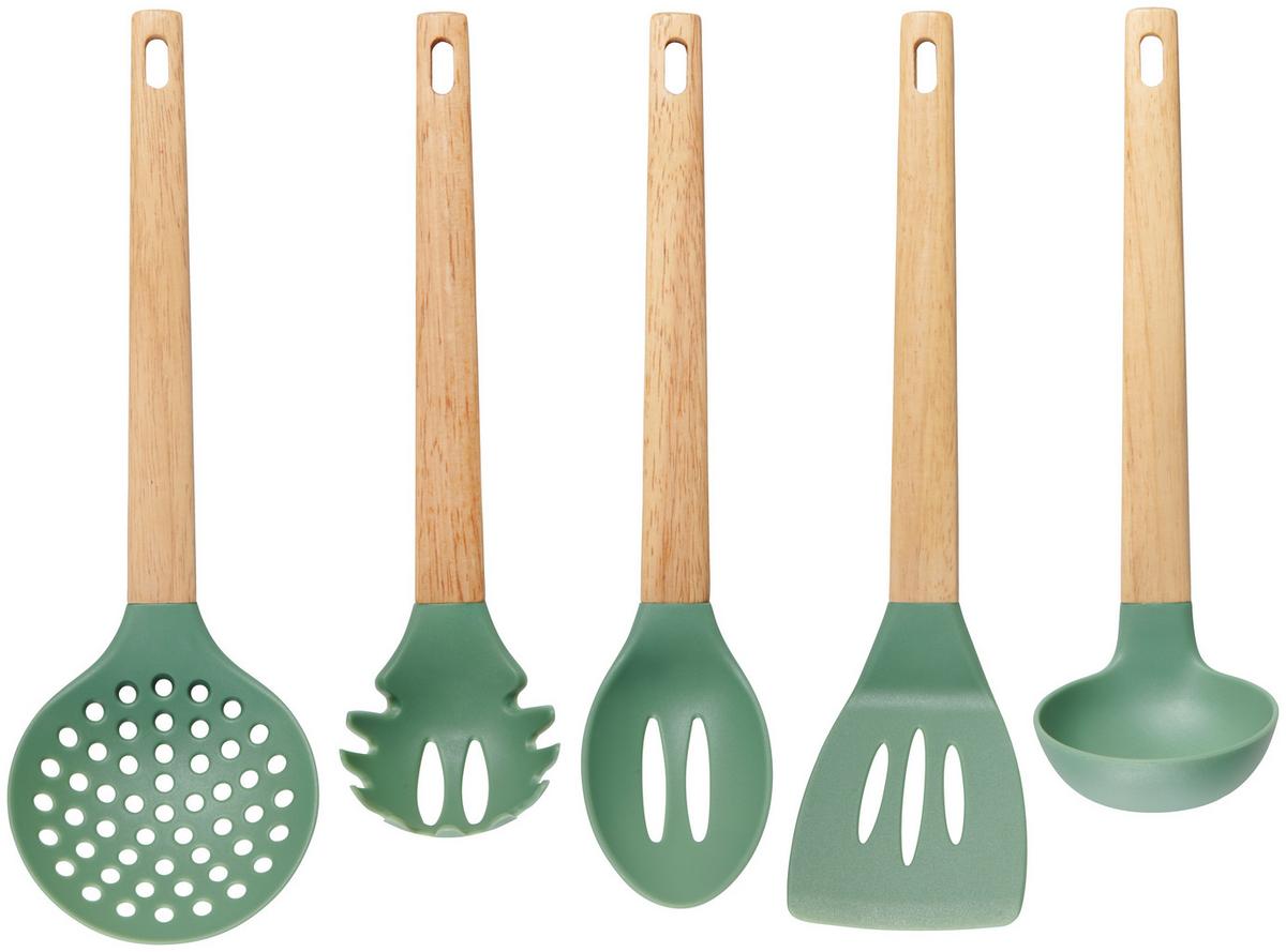 ZESTAW PRZYBORÓW KUCHENNYCH AE-C269BA1303 - kolor naturalny/ciemnozielony, Basics, tworzywo sztuczne/drewno - Homeware Profession.