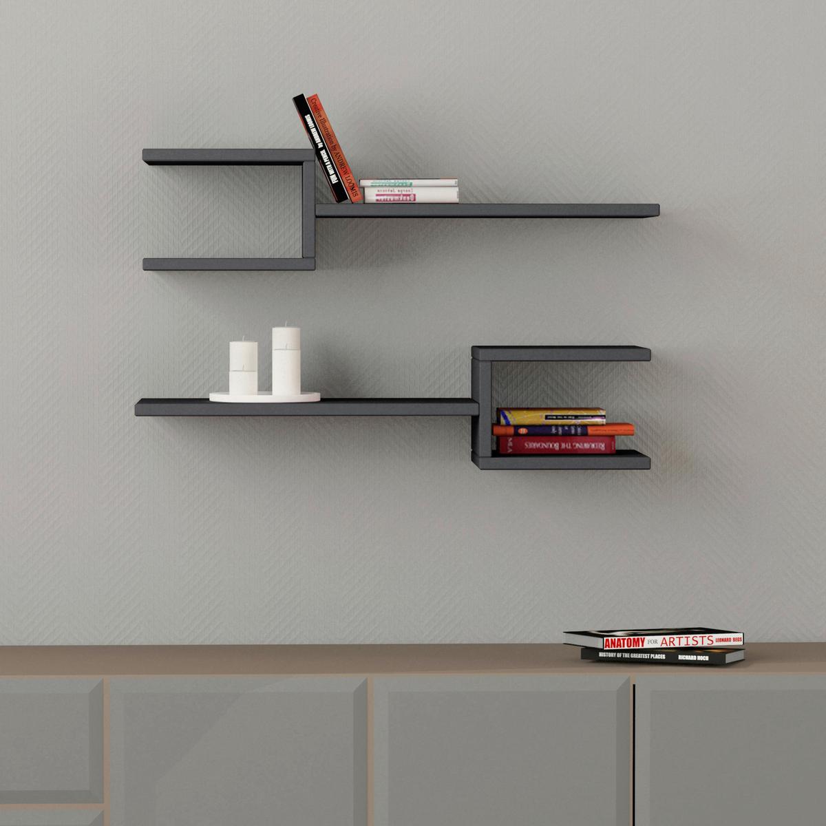 Wandboard Fork ca. 75x17x20 cm Anthrazit - Anthrazit, Design, Holzwerkstoff (75/17/20cm) - Livetastic