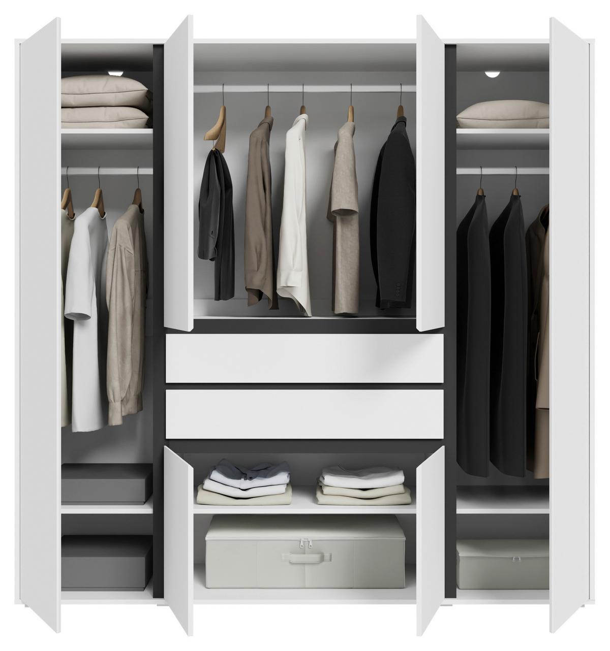Drehtürenschrank Falun Weiß - Weiß, MODERN, Holzwerkstoff (197/194/56cm) - Livetastic