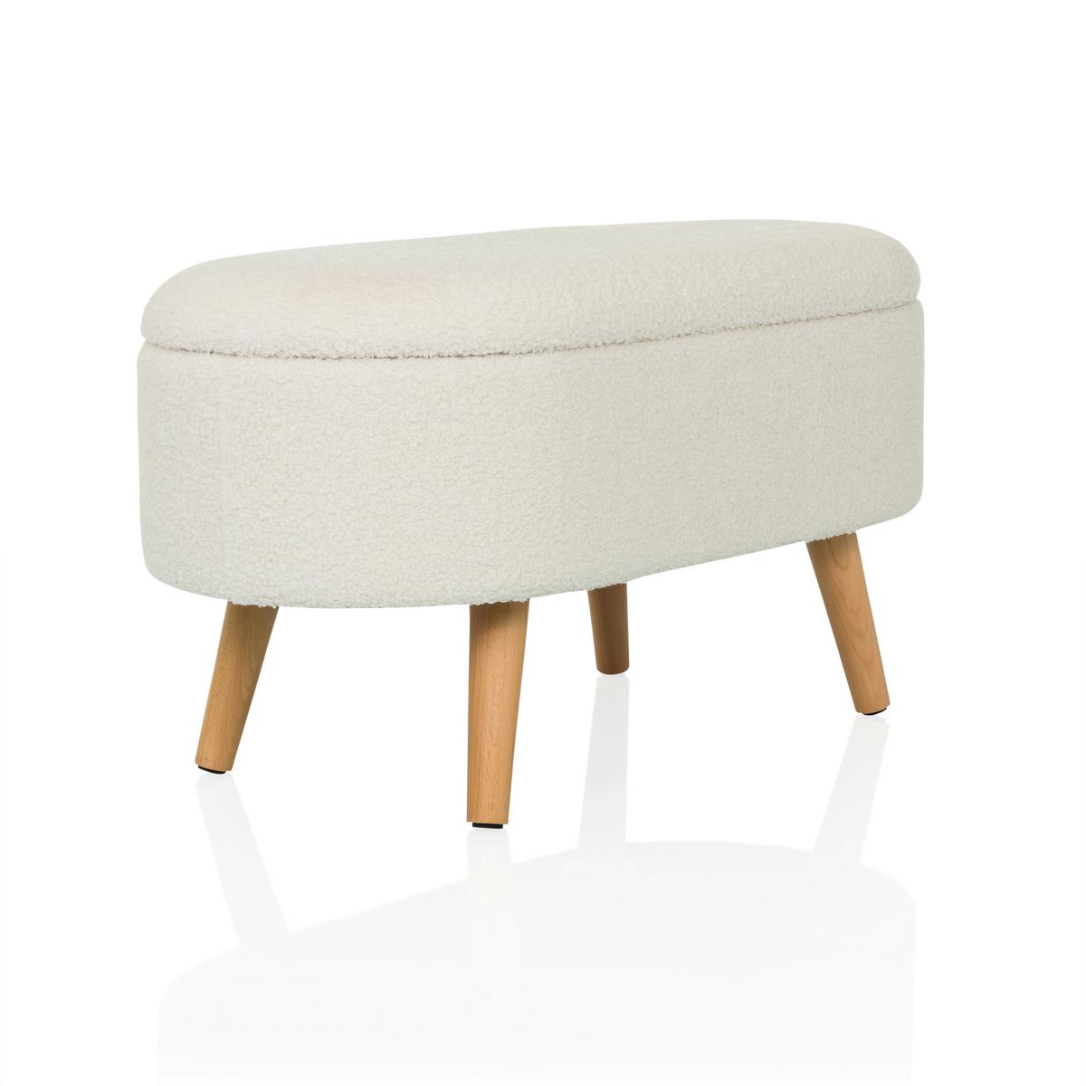 Tabure Storiano, Bela - barve hrasta/bela, Moderno, tekstil/leseni material (82/43/47cm) - MID.YOU