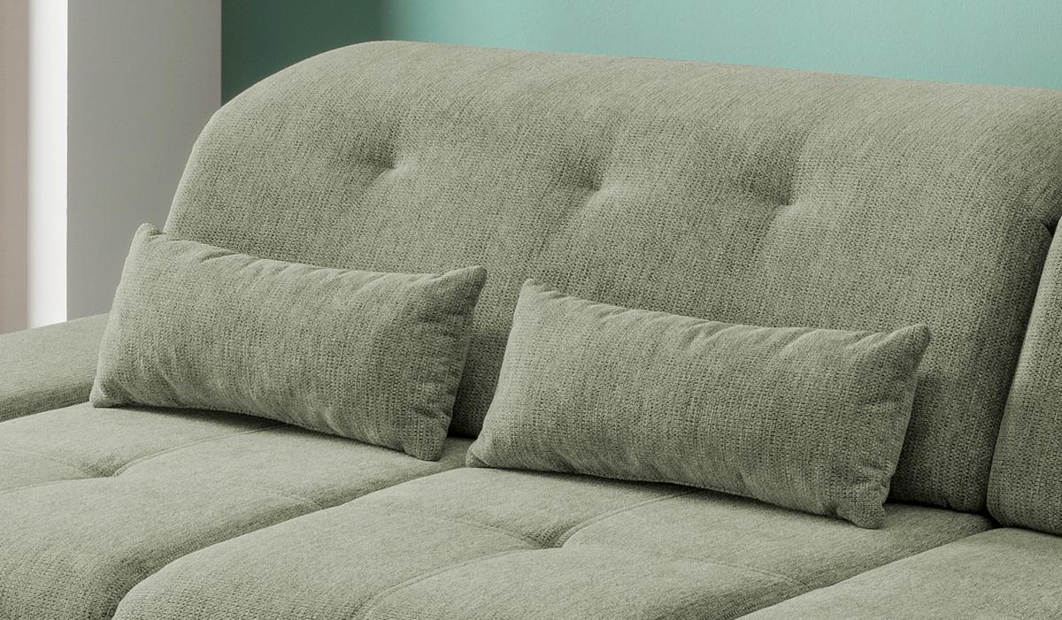 Wohnlandschaft Dalida Grün Chenille - Chromfarben/Grün, Design, Textil/Metall (300/196cm) - Livetastic