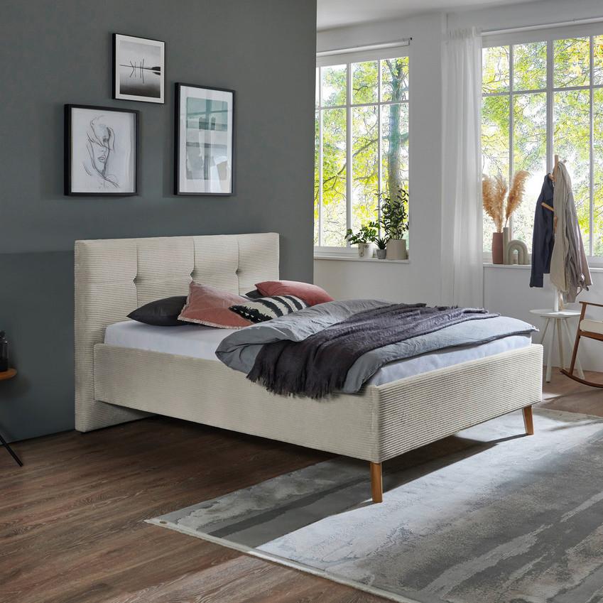 Polsterbett Meila Beige ca. 140x200cm - Beige, KONVENTIONELL, Holz/Textil (140/200cm) - Premium Living