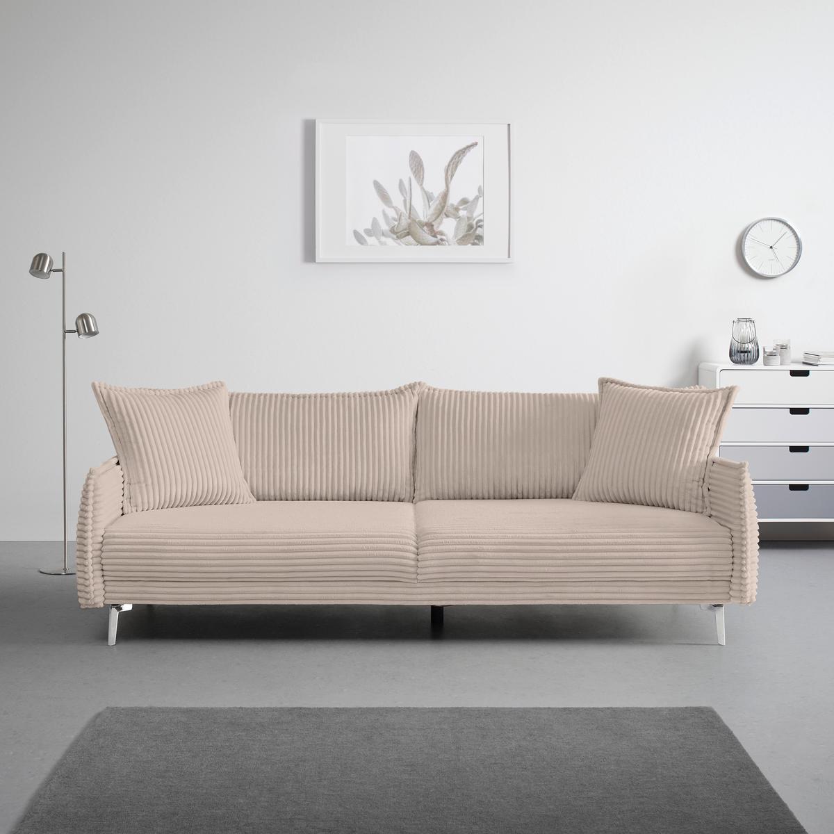 Bigsofa Kiss Cappuccino - Chromfarben/Cappuccino, MODERN, Holz/Metall (241/90/117cm) - Mömax