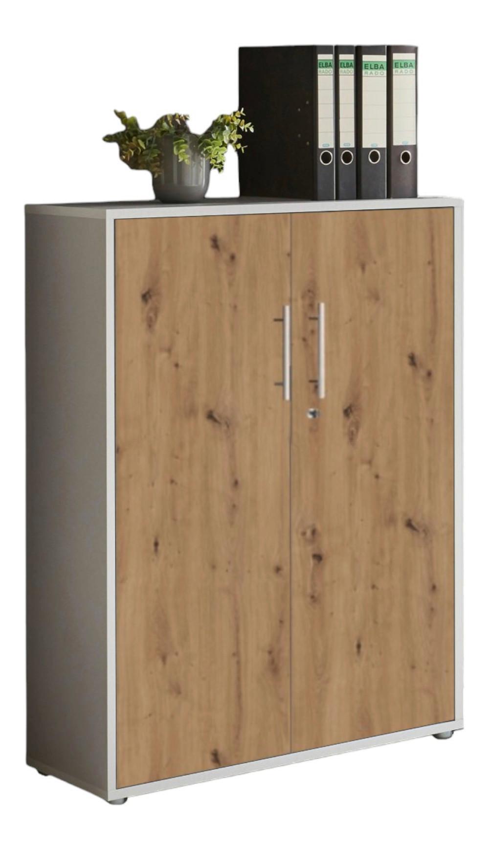 AKTENSCHRANK OFFICE EDITION - Eiche Artisan/Grau, MODERN, Holzwerkstoff (84,4/113,6/33cm) - MID.YOU