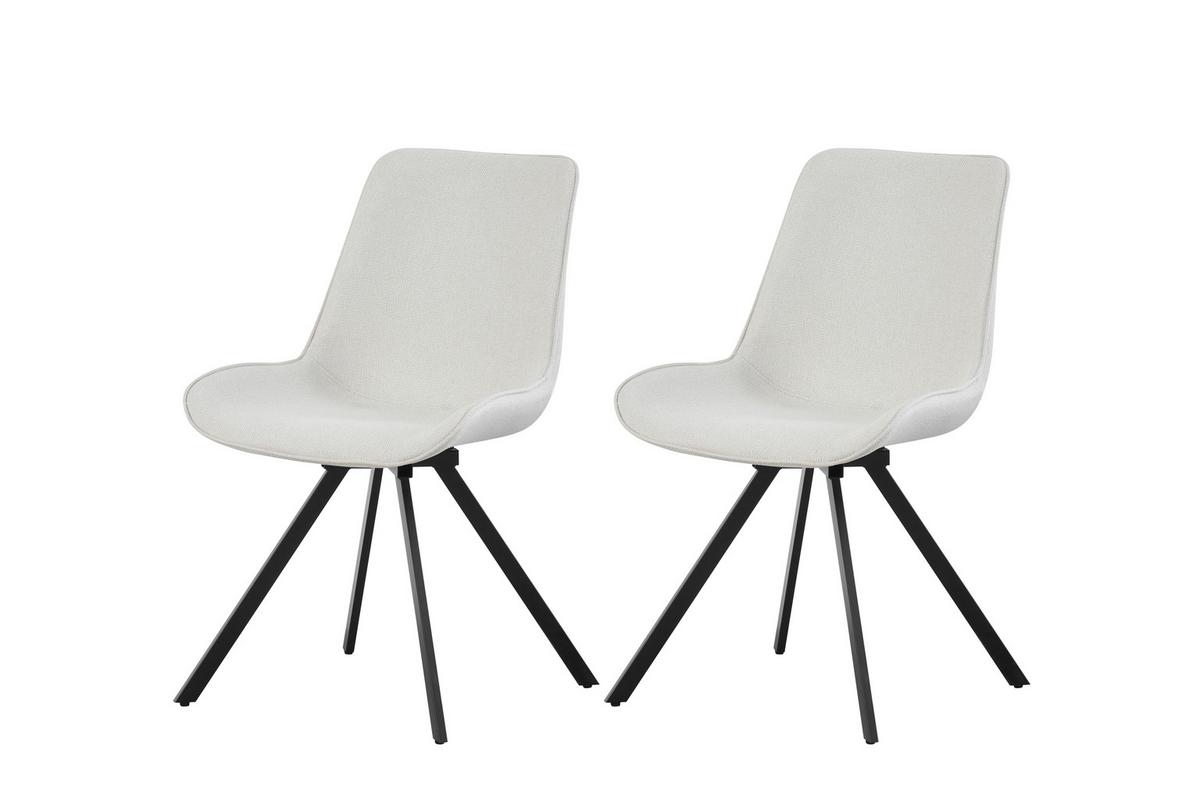 STUHL-SET EMILIA - Creme/Schwarz, Modern, Textil/Metall (52/85/61cm) - MID.YOU