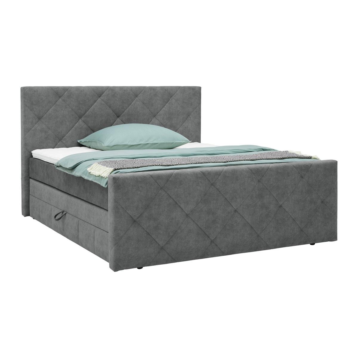 Boxspringbett Adele Grau ca. 180x200cm - Grau, KONVENTIONELL, Holz/Holzwerkstoff (180/200cm) - Mömax