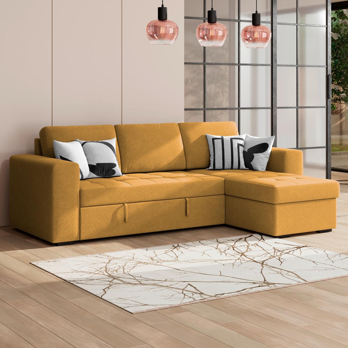 Kutna Garnitura Jan - boje senfa, Trend, tekstil (247/155cm)