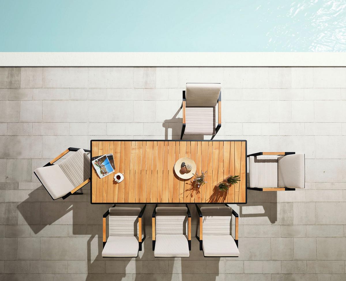 FOTEL OGRODOWY EMOTI - antracytowy/jasnoszary, Design, metal/drewno (56/80/63cm) - Ambia Garden