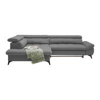 Wohnlandschaft Alberto Anthrazit - Anthrazit/Schwarz, MODERN, Textil/Metall (296/78/201cm) - Mömax