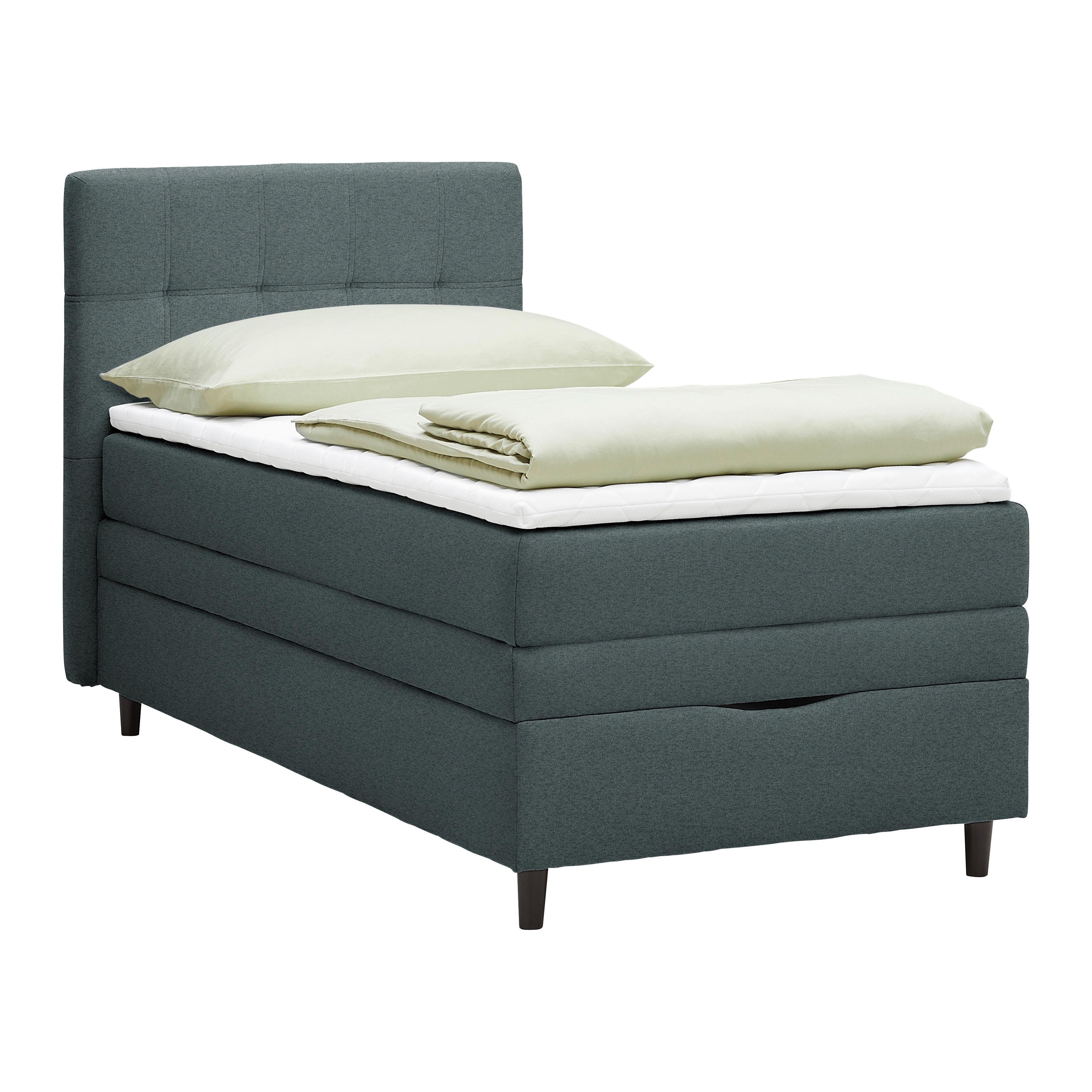 Boxspringbett Miami in Grau ca. 90x200cm - Anthrazit/Schwarz, KONVENTIONELL, Holz/Holzwerkstoff (90/200cm) - Mömax