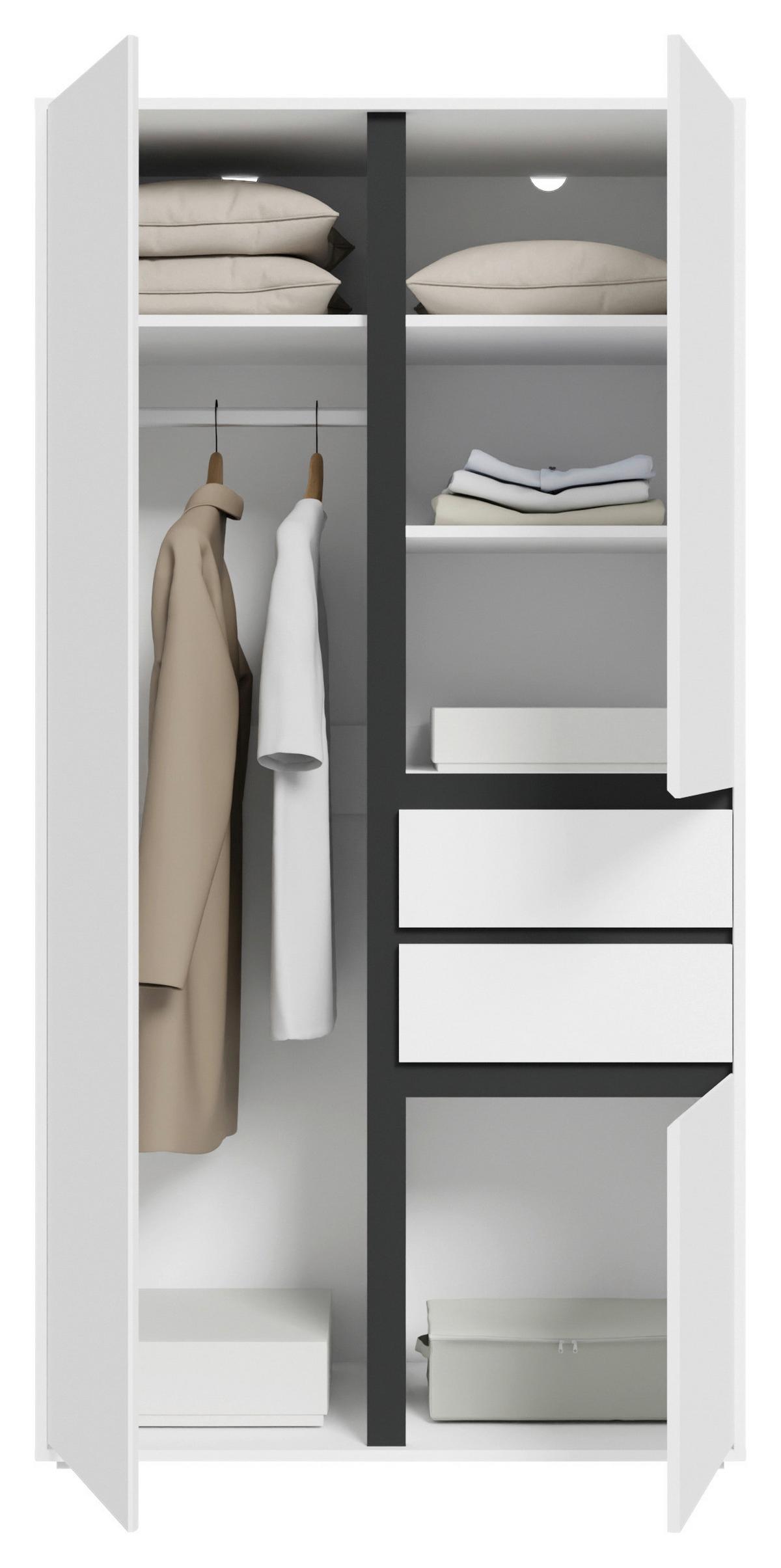 Drehtürenschrank Falun Weiß - Weiß, MODERN, Holzwerkstoff (100/194/56cm) - Livetastic