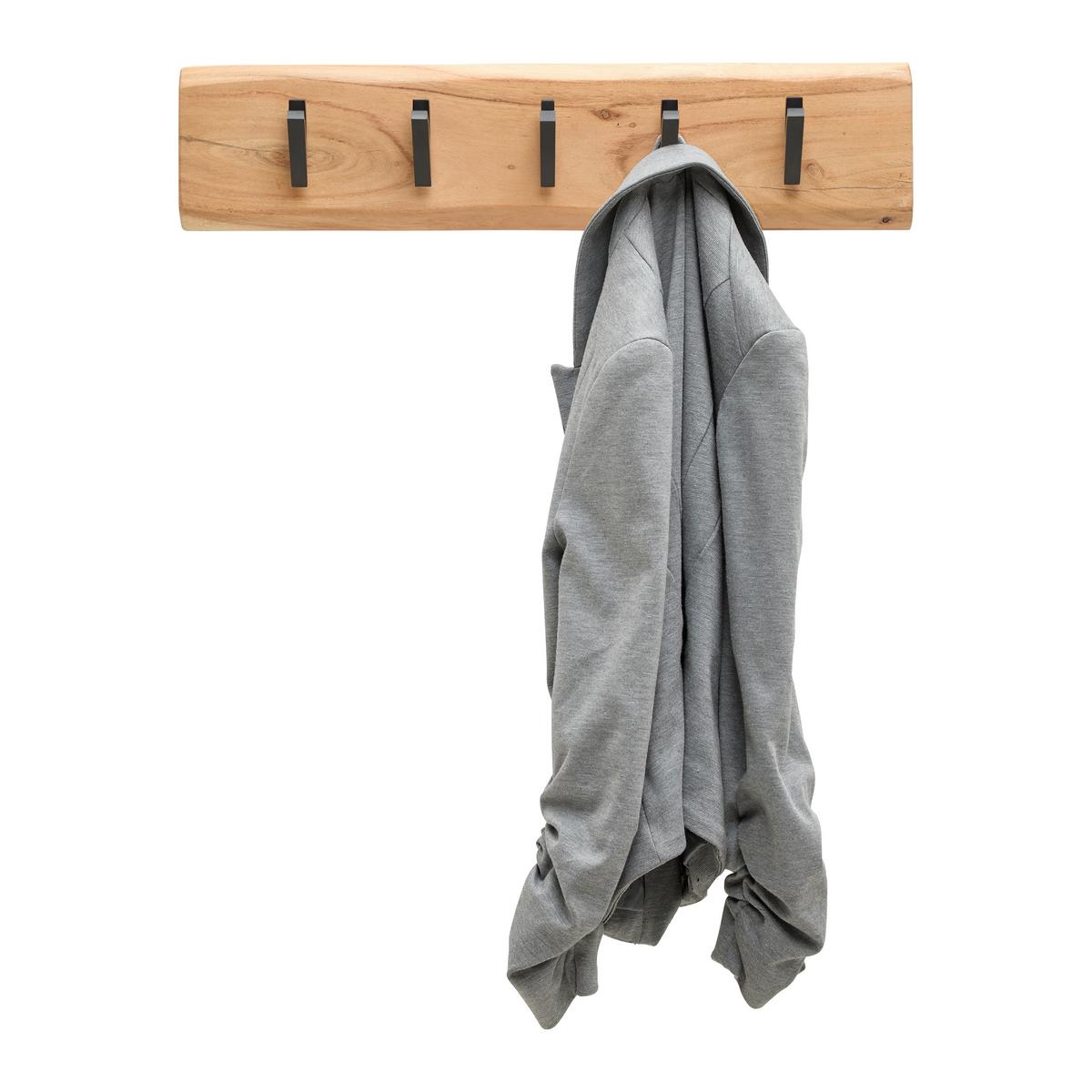 Hakenleiste Rivera 5 Schwarz/Akaziefarben - Schwarz/Akaziefarben, KONVENTIONELL, Holz/Metall (60/15/9cm) - Mömax