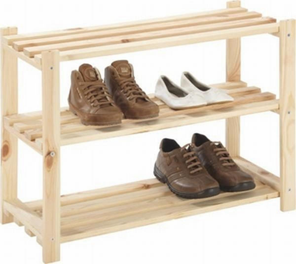 Cipőtároló Natúr Fenyő 3 Polc Jerry - feketefenyő, Konventionell, fa (75/55/30cm) - Mömax