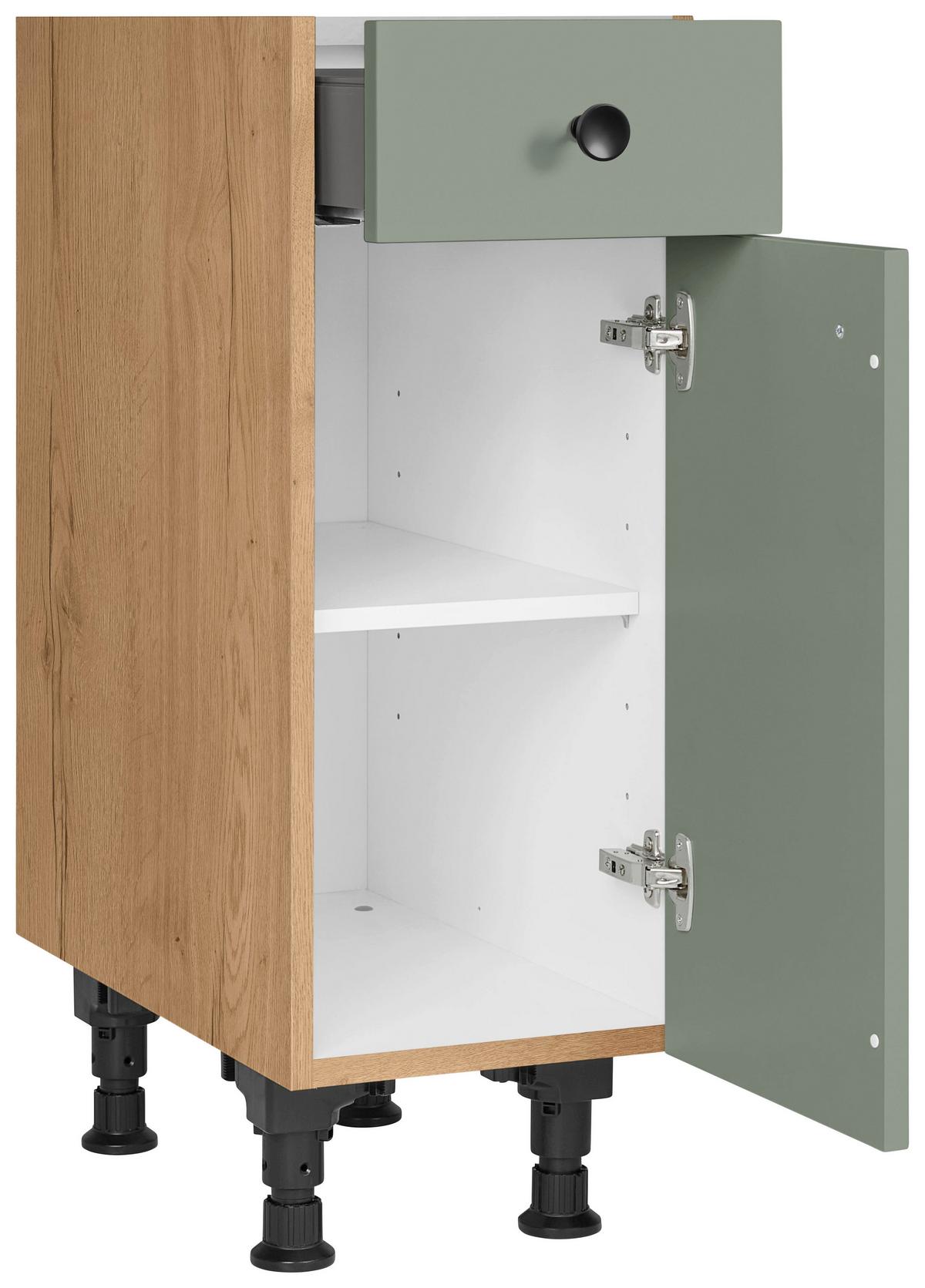 Schubkastenunterschrank Cascada Grün - Eichefarben/Schwarz, MODERN, Holzwerkstoff/Metall (30/87/56cm) - Nobilia