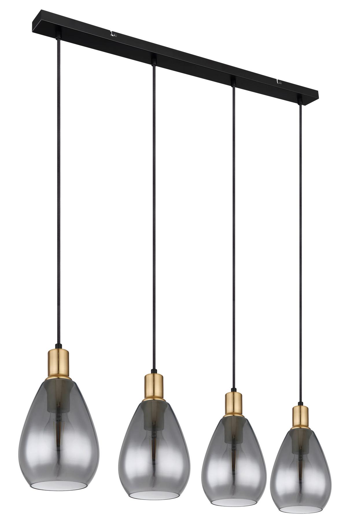 Viseča Svetilka 15563-4h - siva/črna, Design, kovina/steklo (90/15/120cm) - Globo