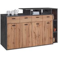 Comodă Tom 4 - culoare lemn stejar/gri, Modern, lemn (190/105/40cm) - Modern Living