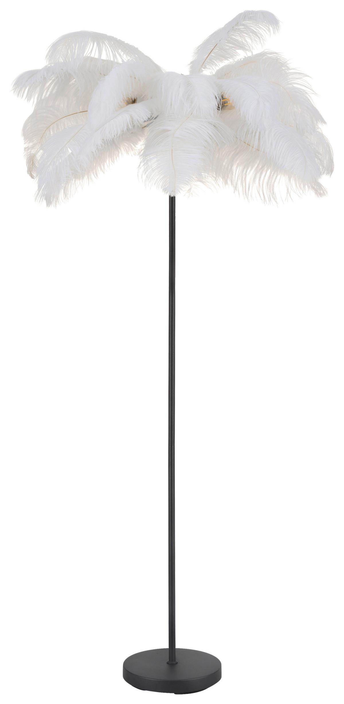 Stehleuchte Fedi Schwarz/Weiß max. 3 Watt - Schwarz/Weiß, MODERN, Textil/Metall (55/160cm)