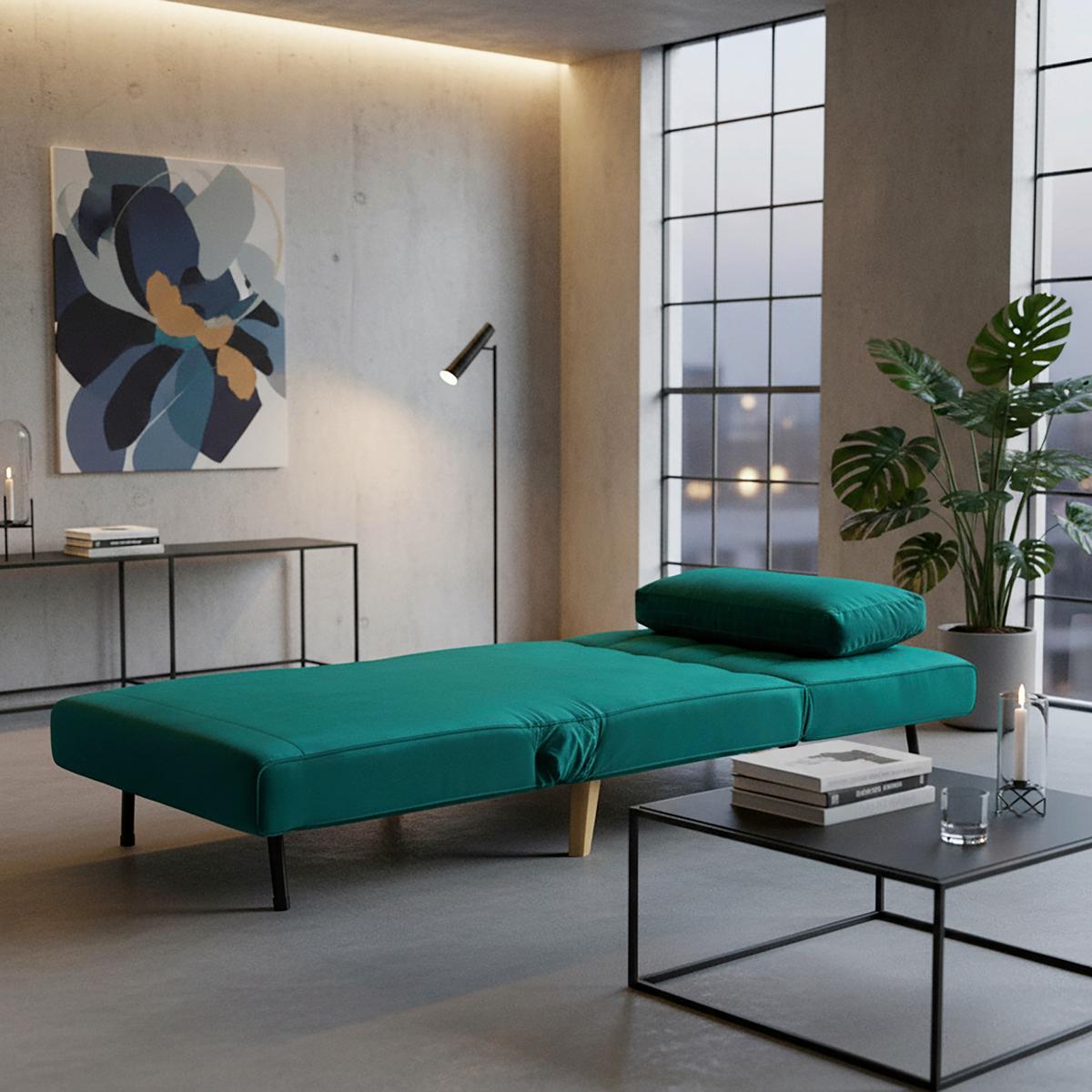 Schlafsessel Levin Grün Samt - Naturfarben/Grün, MODERN, Holz/Textil (103/94/82cm) - Bessagi Home