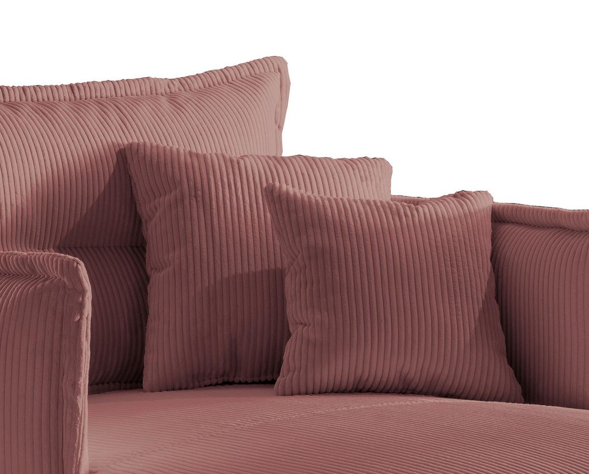 Wohnlandschaft Lava Rot Cord - Rot/Schwarz, MODERN, Textil/Metall (111/101/167cm) - Livetastic