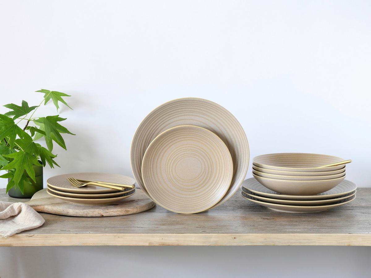 Kombinirani Servis Lava Stone Sand, 12-Delni - peščene barve, Basics, keramika - Creatable