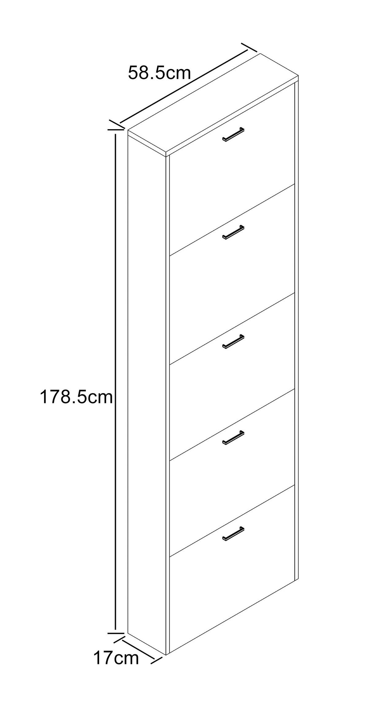 SCHUHSCHRANK SULOS XL - Anthrazit/Silberfarben, Design, Holzwerkstoff/Kunststoff (59/179/17cm) - MID.YOU