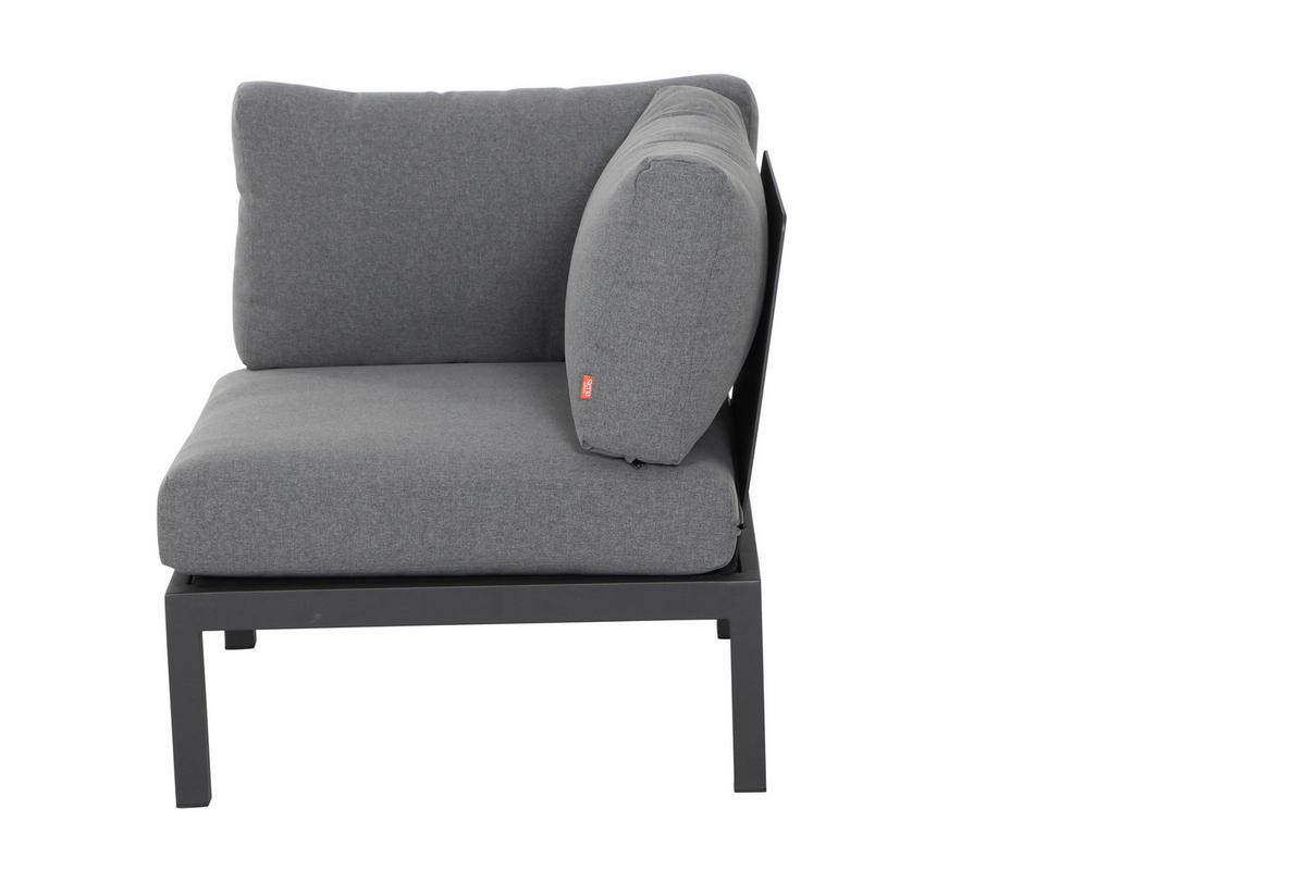 Modul-Loungegarnitur 4-tlg. Grau Teakholz - Anthrazit/Grau, KONVENTIONELL, Holz/Textil (252/84/252cm) - Siena Garden