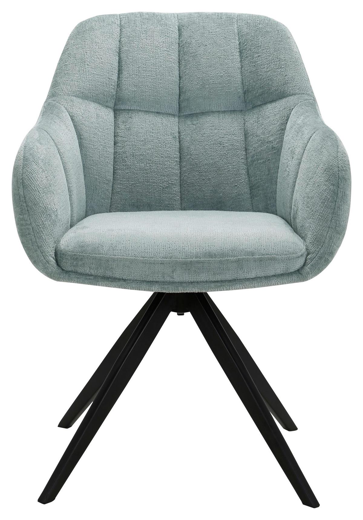 KRZESŁO Z PODŁOKIETNIKAMI MEGAN - czarny/jadeitowa zieleń, Design, metal/tkanina (61/85,5/65,5cm) - Novel