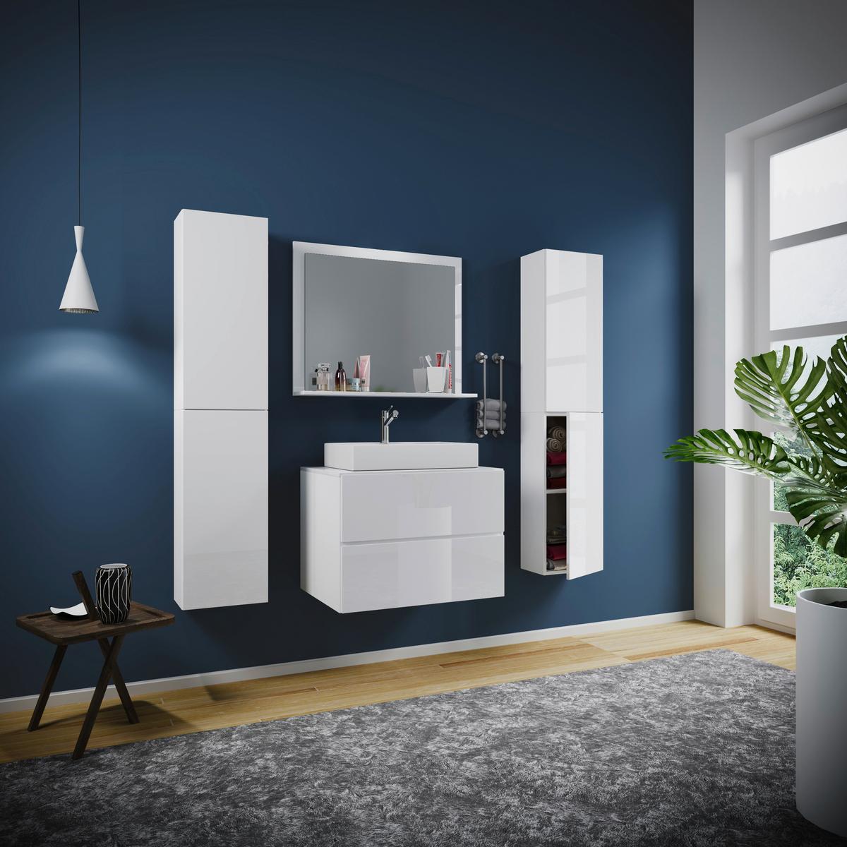 Badezimmer Lendas 5-tlg. ca. 127 cm Weiß - Weiß, MODERN, Keramik/Holzwerkstoff (127cm) - MID.YOU