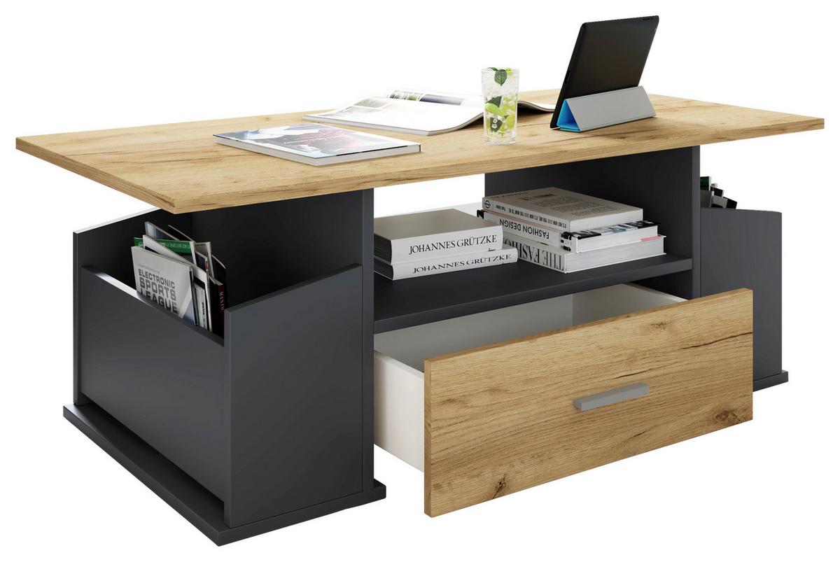 COUCHTISCH JUNATA - Honigeiche/Anthrazit, Design, Holzwerkstoff/Kunststoff (110/52/44cm) - MID.YOU